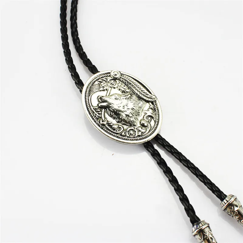 New American Western คาวบอยหมาป่าหัว Bolo Tie Tie ฤดูร้อนเสื้อ Bolo Tie คลิป