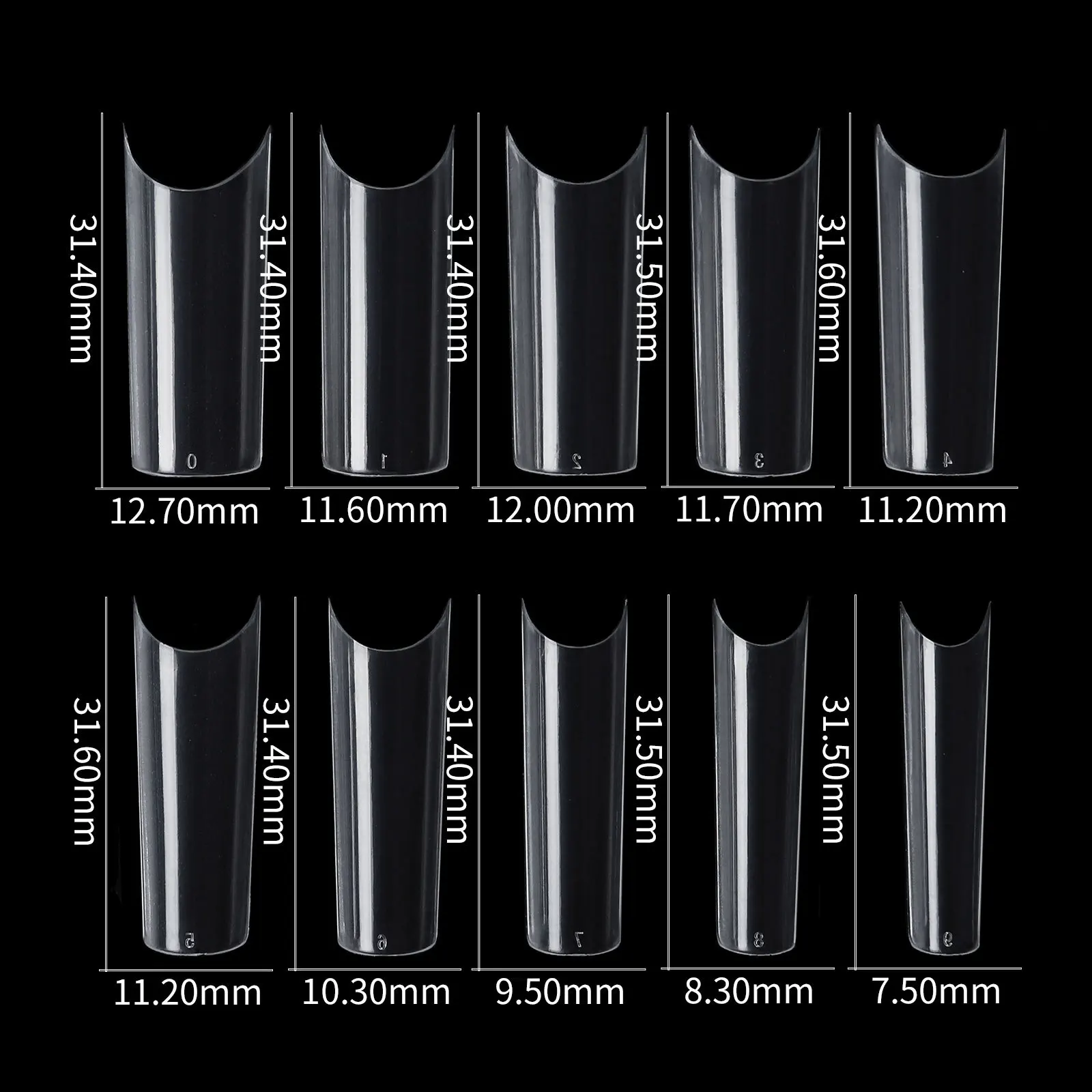 500pcs/550pcs XXL Extra Long Square Nail Tips C Curve Acrylic Transparent Half Cover Straight False Fake Nails