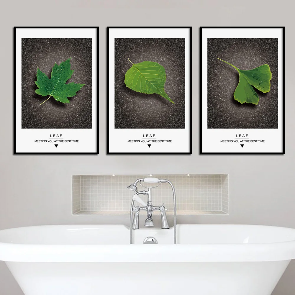 Green Maple Leaves Modern Scandinavian Wall Art Canvas Painting Nordic Posters And Prints Wall Pictures For Living Room Decor