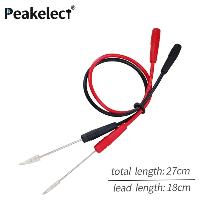 Peakelect P1046 0.7mm Sharp Puncture Needles Piercing Wires with 2mm Inner-spring Socket for Electronic Elactrical Testing