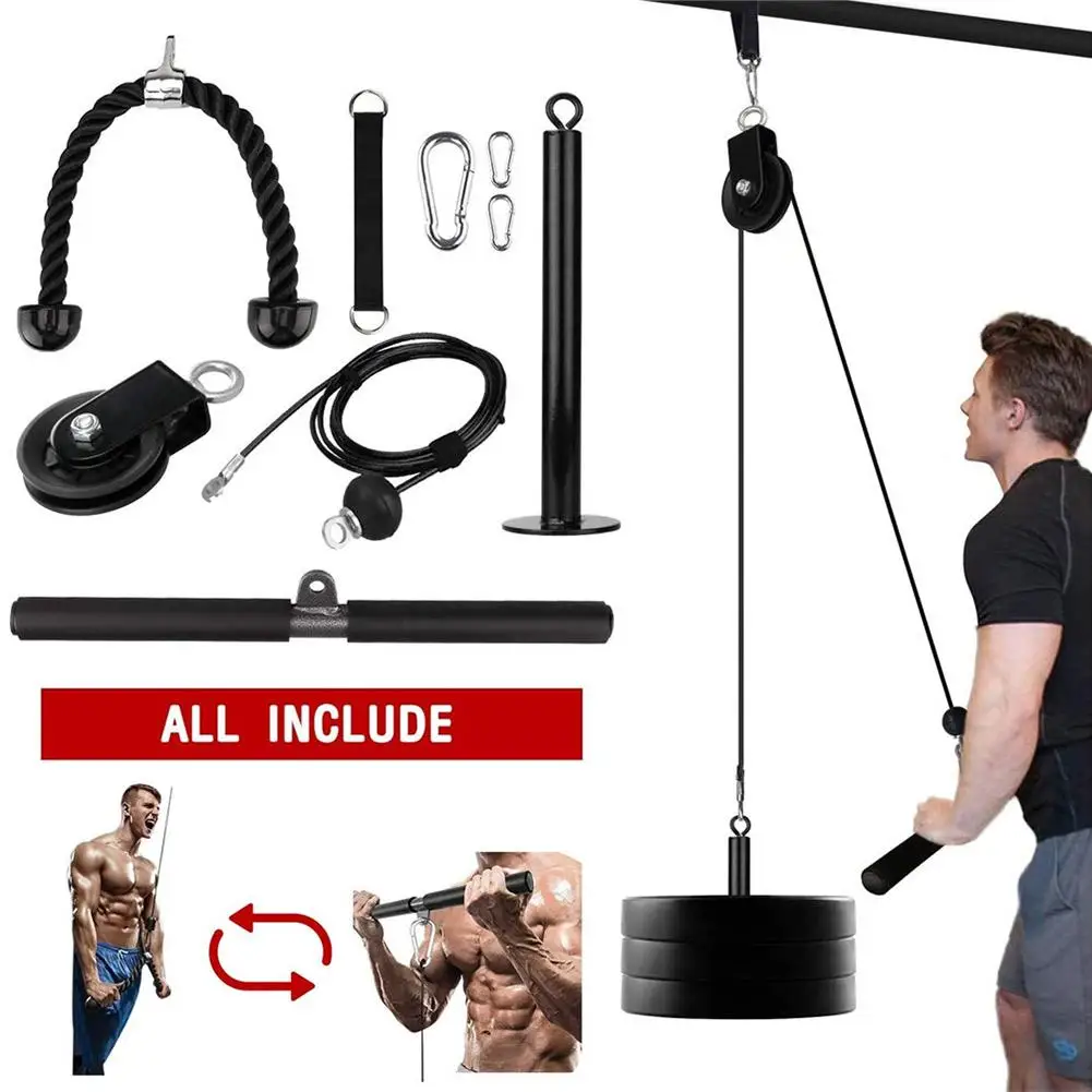 Pulley Cable System Machine DIY Fitness Equipment for Forearm Muscle Strength Training Workout Arm Biceps Triceps