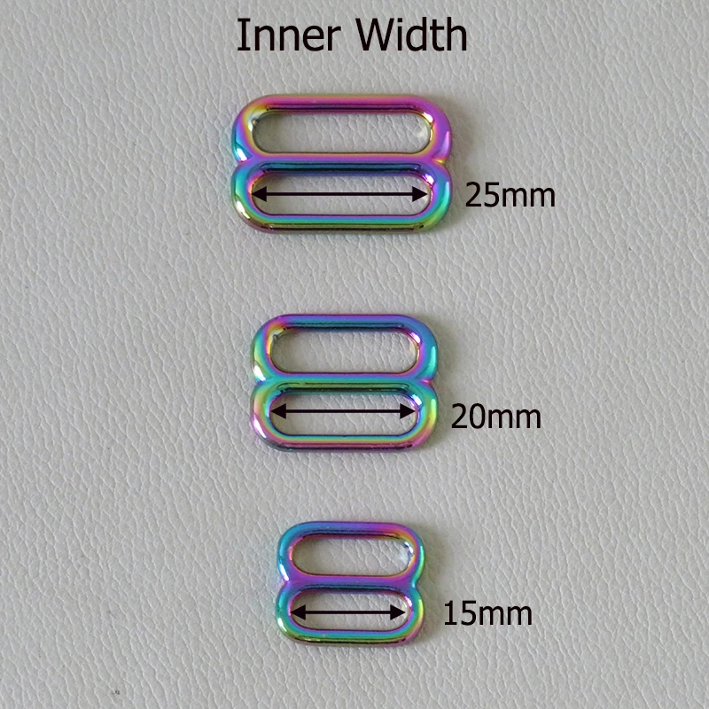 100Pcs Rainbow Metal Tri Glide Buckle Adjuster For Bag Straps Belt Loop Hardware Cat Dog Collar Harness Clasp Sewing Accessory