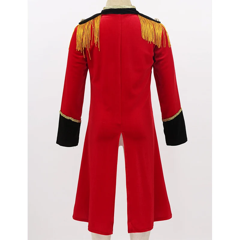 Kids Halloween Long Sleeves Stand Collar Fringes Gold Trimmings Tailcoat Jacket Boys Roleplay Party Ringmaster Circus Costume