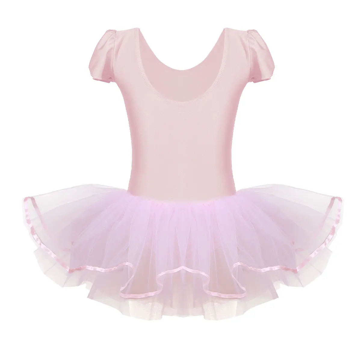 Kids Ballet Tutu Tulle Dress Puff Sleeve Gymnastics Leotard Diamond Ballet Dance Leotard Girl Ballerina Dancewear Party Costumes