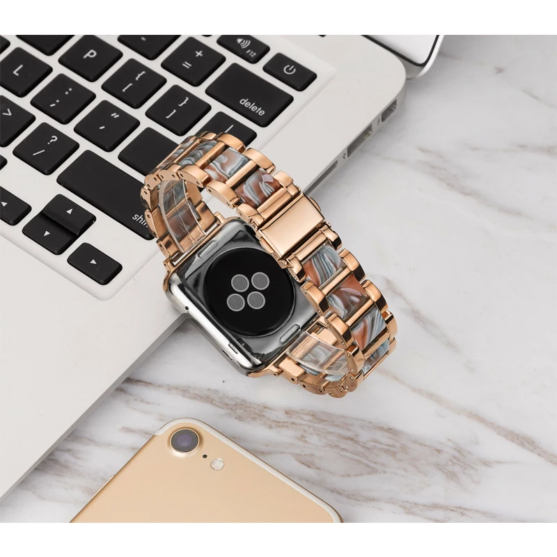 strap for apple watch band 44mm 40mm iwatch band 38mm 42mm Resin&stainless bracelet apple watch series 7/SE/6/5/4/3/2 45mm 41mm