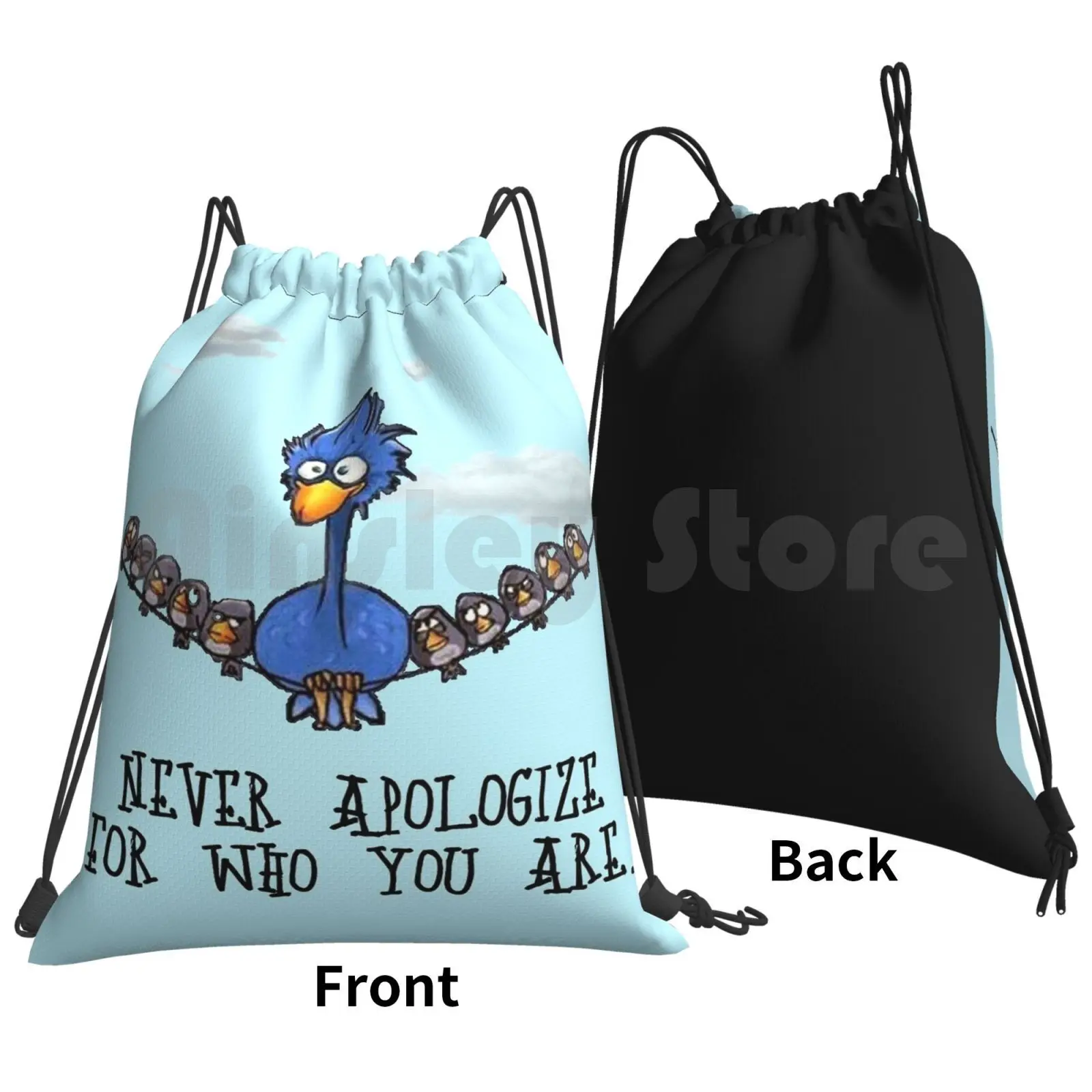 For The Birds Backpack Drawstring Bag Riding Climbing Gym Bag Pixar Shorts Birds Funny Inspirational