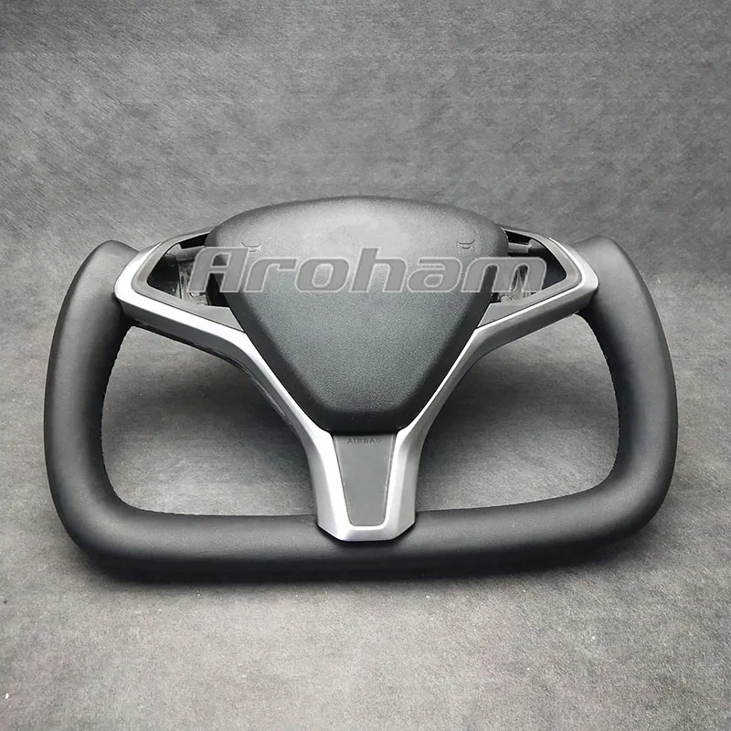 Yoke Steering Wheel All Leather Customized High Quality For Tesla Model S Model X 2014 2015 2016 2017 2018 2019 2020 2021