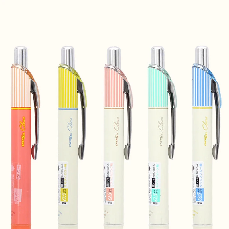 1pcs Pentel Energel Gel Pen Quick Drying Kawaii Pen Stripe Clena BLN75L Press Color Pens For School Student Stationery 0.5mm
