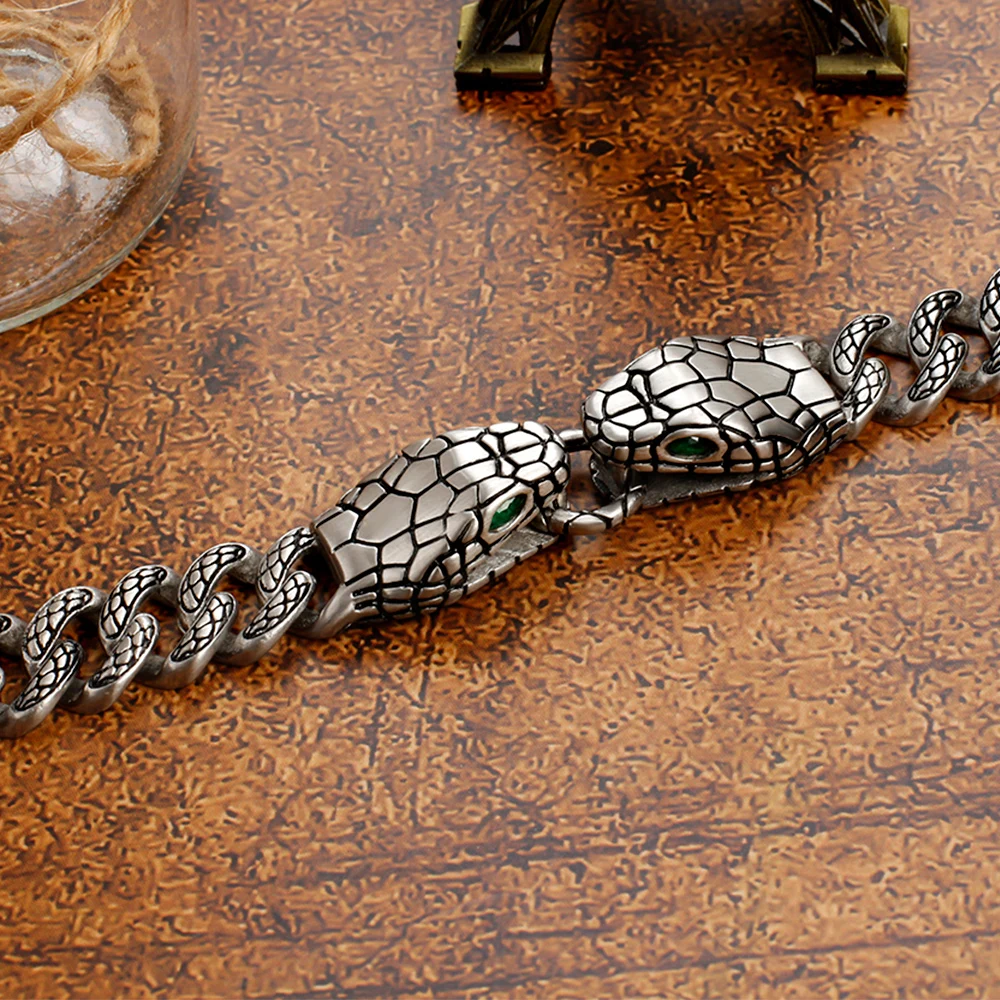 12.8mm Cuban Chain Snake Bracelet Ancient Egyptian Style Bracelet For Men and Women High Quality Stainless Steel
