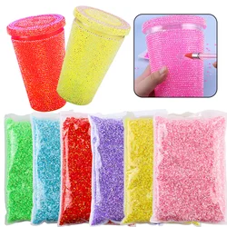 Wholesale Resin Rhinestone With 450ml Drink Bottle Cup Reusable Plastic DIY Handmade Glitter Art For Accessories Decoration