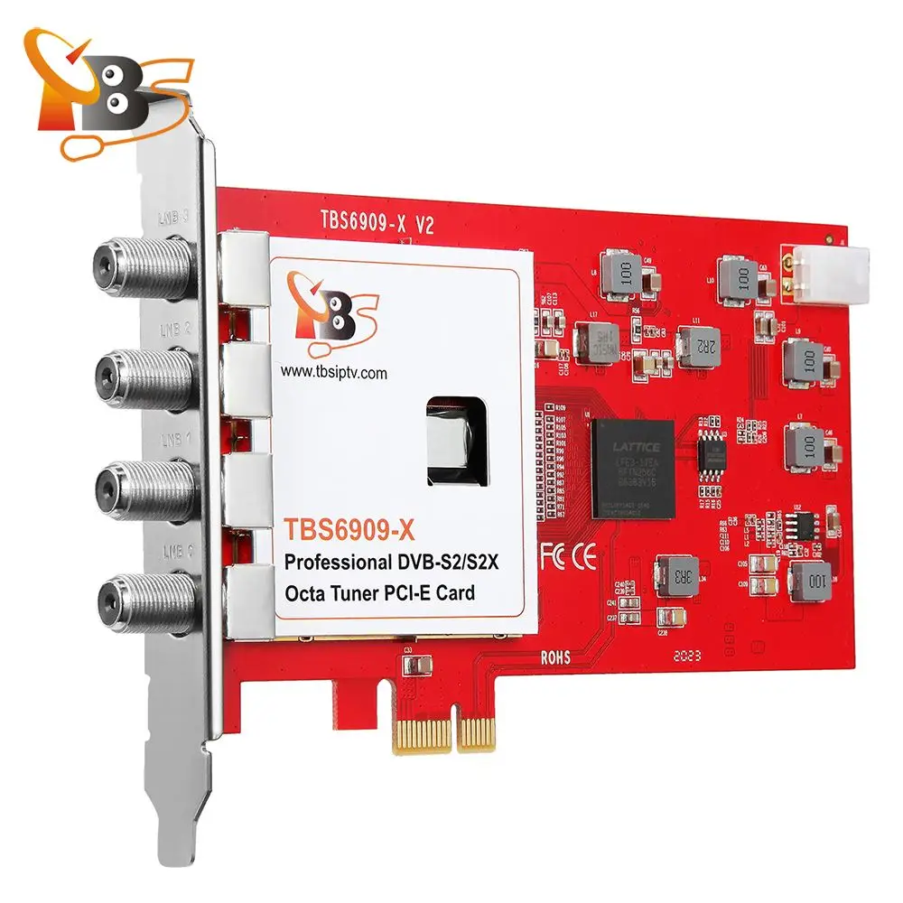 TBS6909X DVB-S/S2/S2X 8 Octa TV Tuner PCIe Card for Watching and Recording Satellite FTA Channels Compatible with Tvheadend