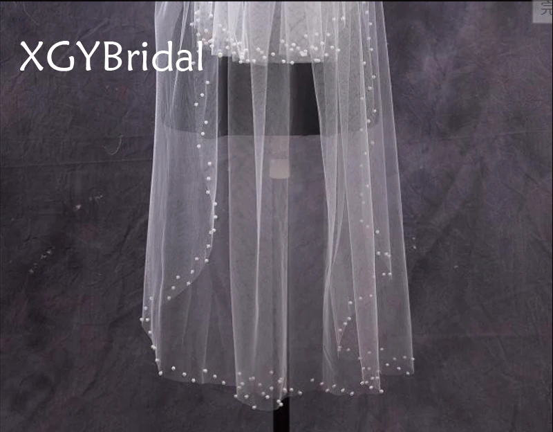 Three Layer Beaded Bridal Veils New Arrival 2023 Fashion 1 Meter Pure Yarn Bead Edge Wedding Veil Ivory Wedding Accessories