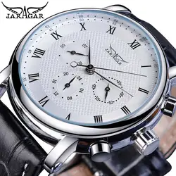 Jaragar Brand White Men Mechanical Watch Minimalism Dial Date Business Sports Male Genuine Leather Wrist Automatic Clock Relogio