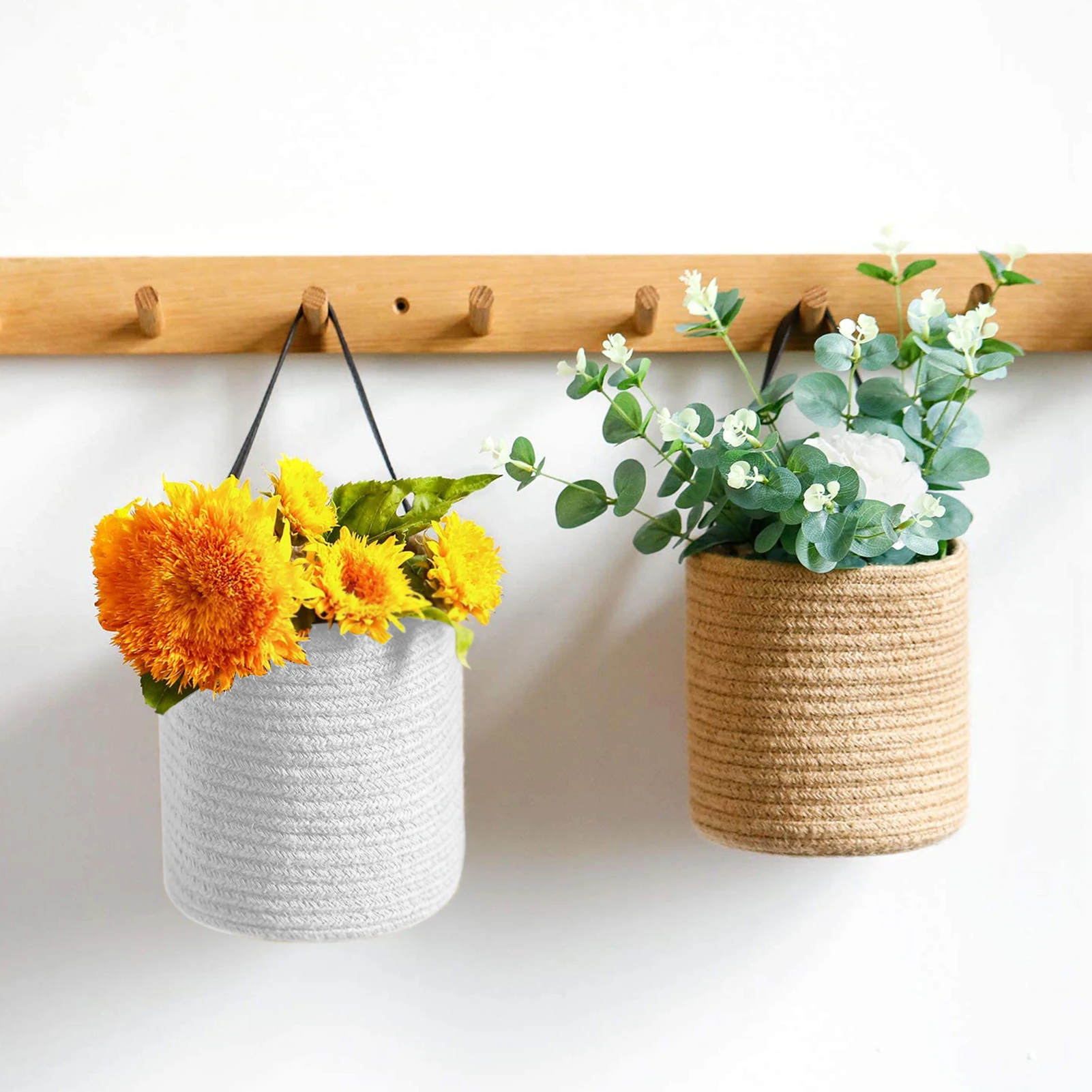 Cotton Rope Woven Hanging Basket Multi-purpose Woven Basket Rattan Wall Hanging Basket Store Keys Wallets Chic Home Decoration