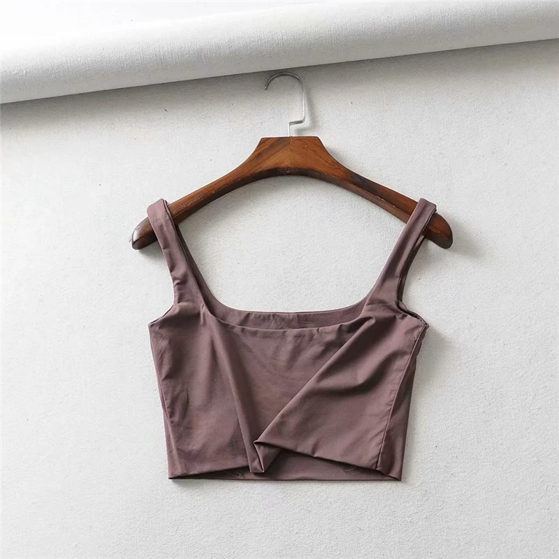 Hot Sale 2023 Summer Women Sexy Sleeveless Tops Fashion Short Square Collar Tank Tops 4 Colors