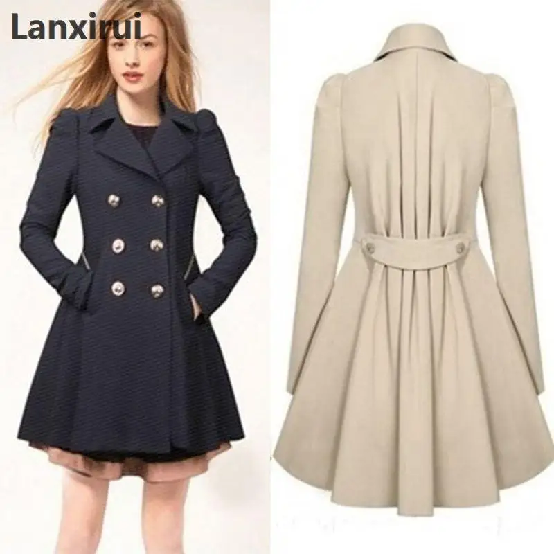 

Especially Female Coat England Style Women Spring Double-Breasted Long Trench Coat Overcoat Raincoat Windbreaker Coats 5XL PLUS