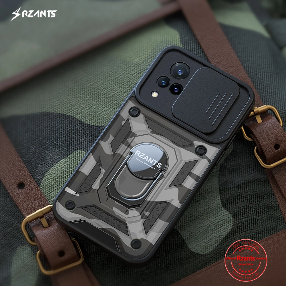 Rzants For VIVO V21 V21E 4G Case [Jungle tank] Camera Protection Rotation Ring Stand Holder Camouflage Cover