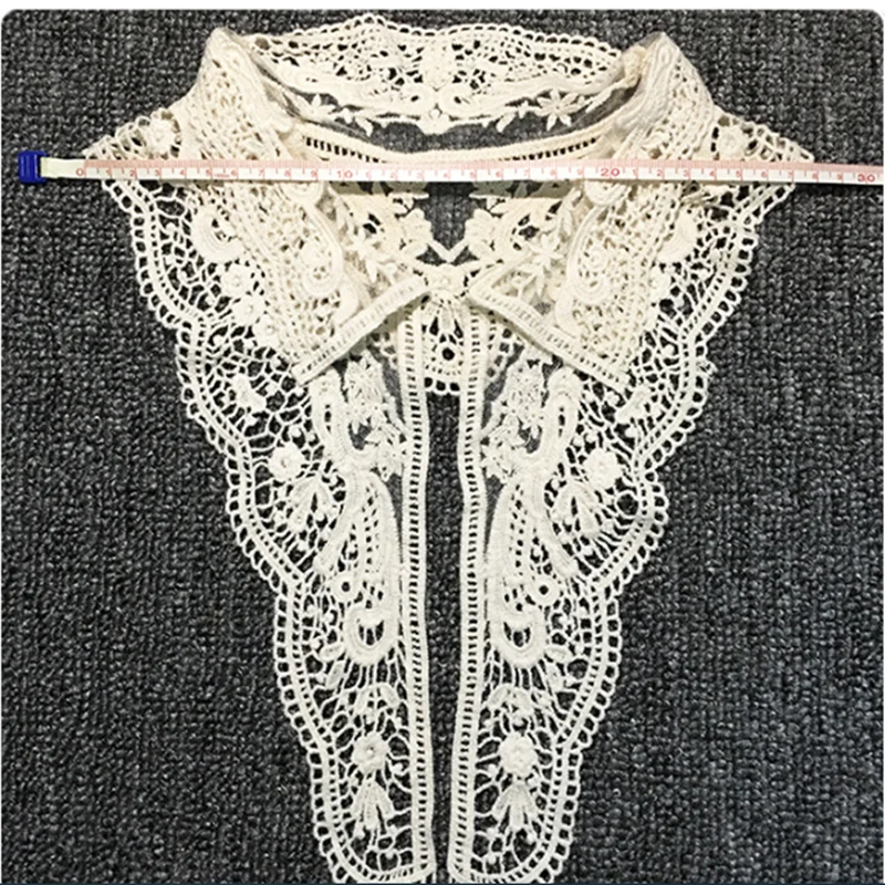 Mesh Embroidery White Cotton Thread Flower Collar DIY Retro Fake Collar Women Detachable Collars