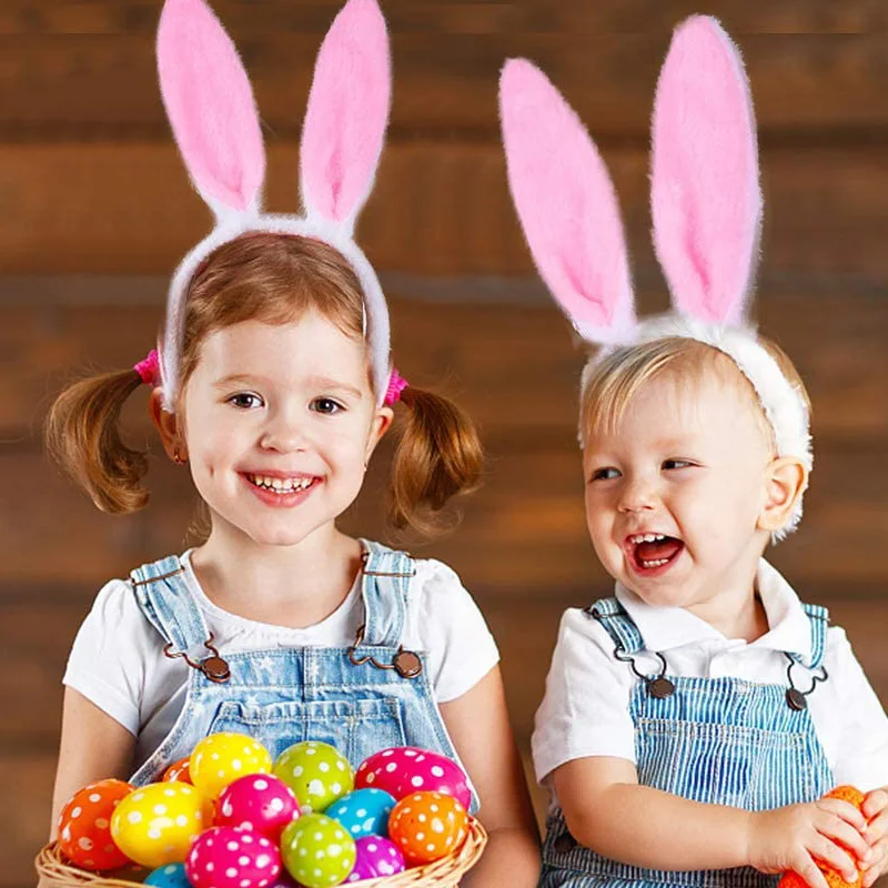 อีสเตอร์ผู้ใหญ่เด็กสาวน่ารักและสบาย Hairband กระต่ายหู Headband ชุดเครื่องแต่งกาย Bunny Ear Hairband อุปกรณ์เสริมผม