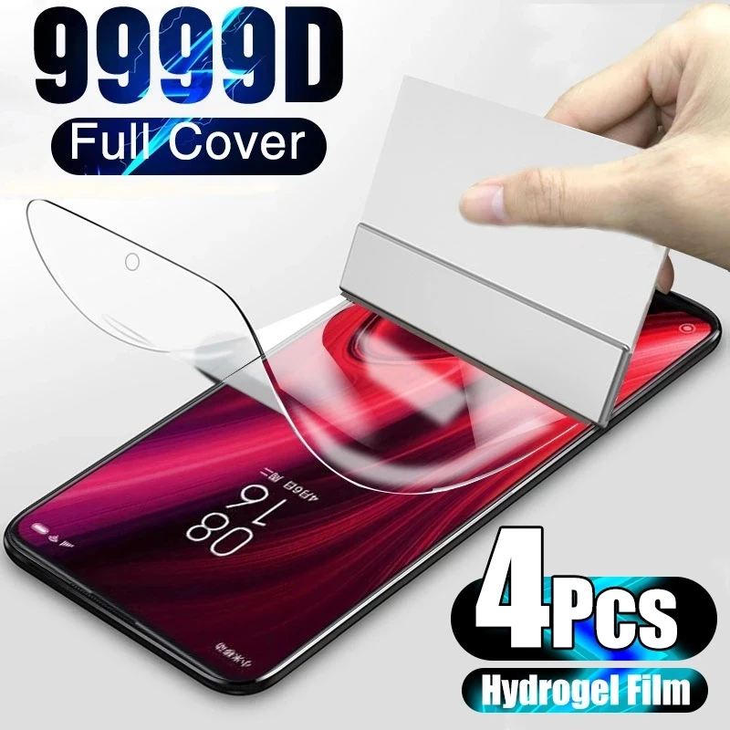 4Pcs Hydrogel Film Screen Protector For Xiaomi Redmi Note 10 9 Pro 8 7 Xiaomi Mi Note 10 Lite 11 Ultra Redmi 9 MI 11T Not Glass