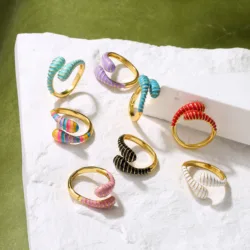 HECHENG,Resin Irrugular Open Ring for Women,Candy Color Sweet Accessories Wholesale,Jewelry Gift 18k Plated