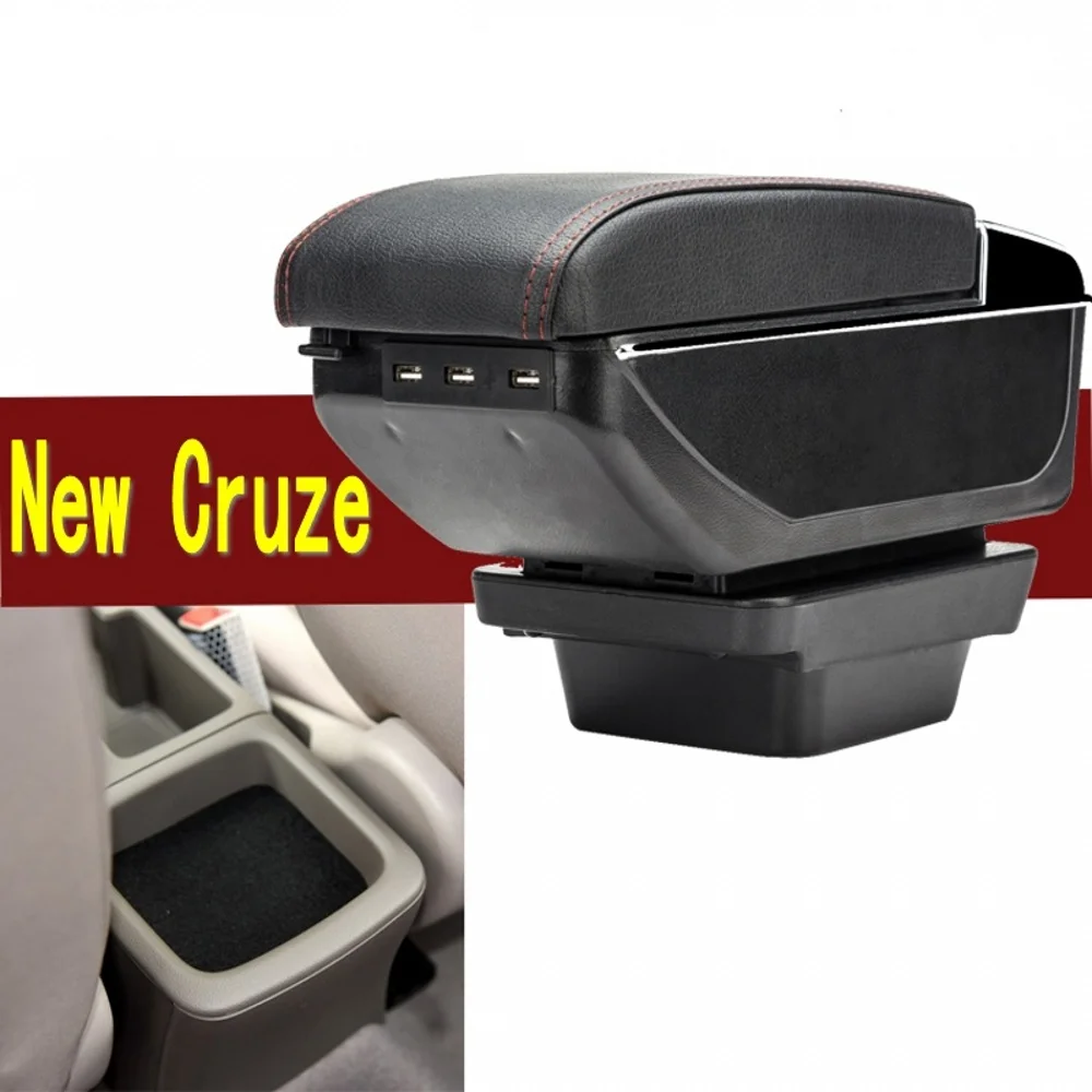 

For Chevrolet New Cruze armrest box central Store content box with cup holder ashtray USB Cruze armrests box