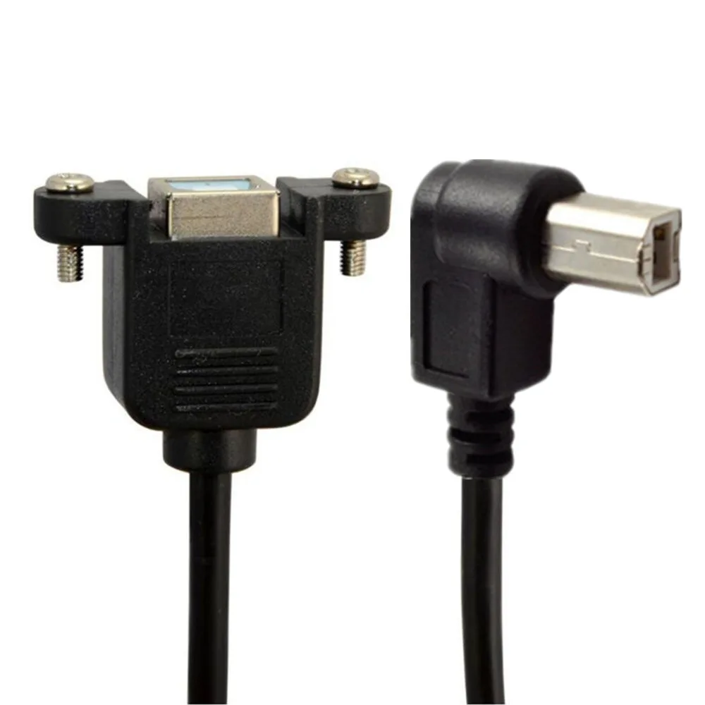 USB2.0 B Type 90 degree Up & Down & Left & Right Angled Male to Female Panel Mount Extension Cable Printer Adapter 0.5m