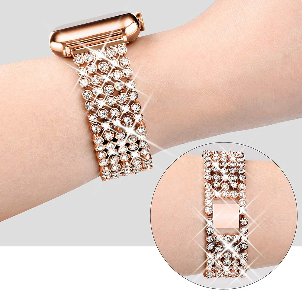 Women\'s Diamond Metal Strap for Apple Watch Band Ultra 2 49mm 41mm 45mm Bling Jewelry Bracelet Iwatch Series 9 8 7 6 SE 40 44mm