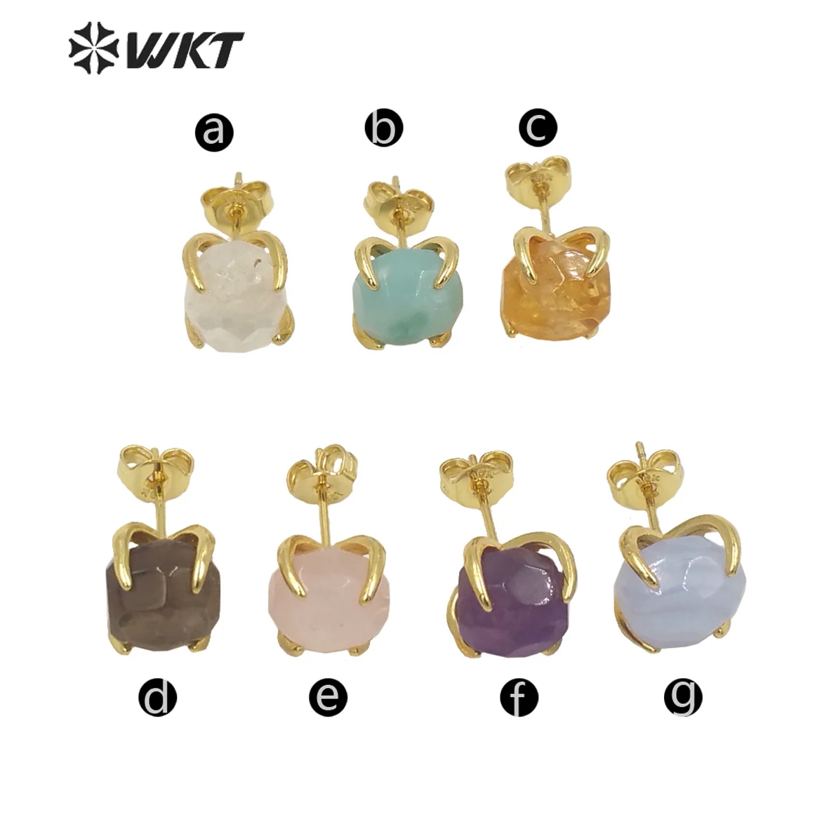 WT-E646 A large number of wholesale Exquisite small natural stone earrings gold lift classic lady earrings for lady's birthday