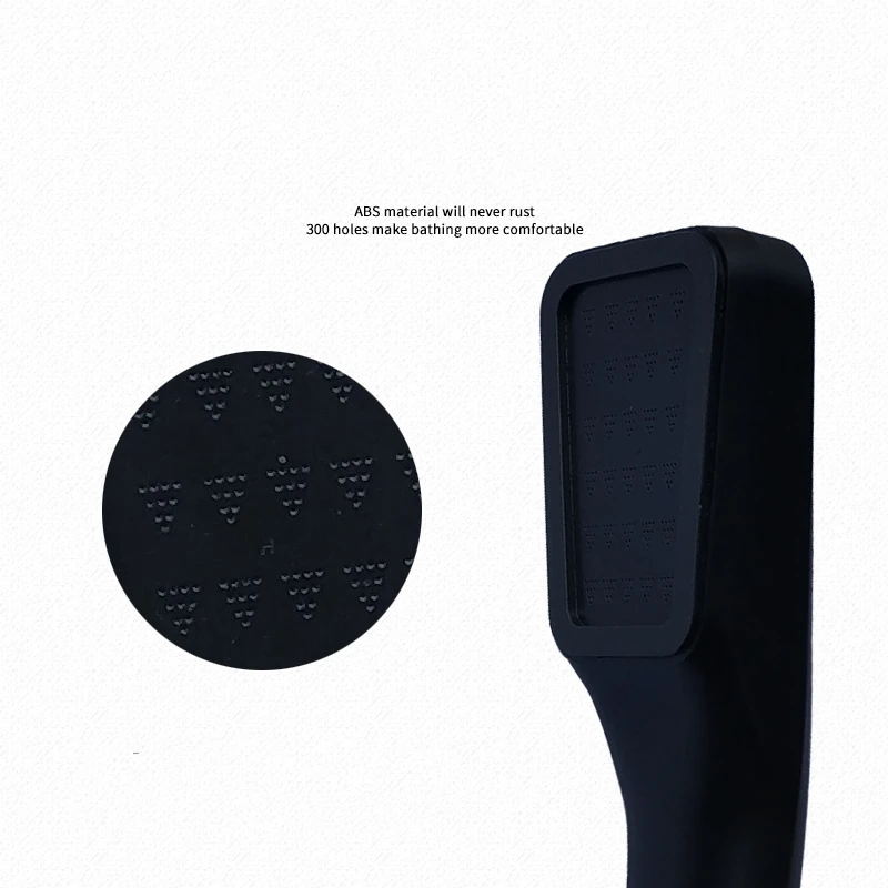 1pc Matte Black Shower Head Hand Held Showerhead Adjustable Nozzle Function Rainfall High Pressure Water Saving Shower Head