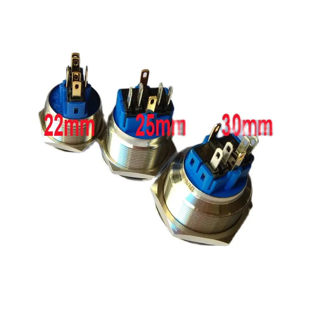 방수 리셋 푸시 버튼 전기 스위치, 엔진 시동 정지, 19mm, 22mm, 25mm, 30mm, 3V, 6V, 12V, 24V