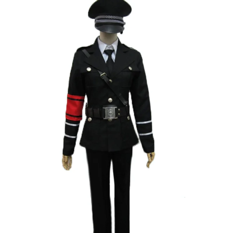 

2020 Togainu no Chi Akira Black Military Wniform Cosplay Costume Full Set With Hat and gloves Custom Made