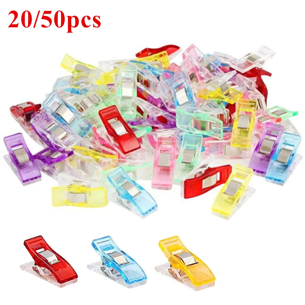 20/50 Pcs Multicolor Sewing Clips Patchwork Craft Clips Fabric Clamps Plastic Clothing Clips Holder Quilting Clip