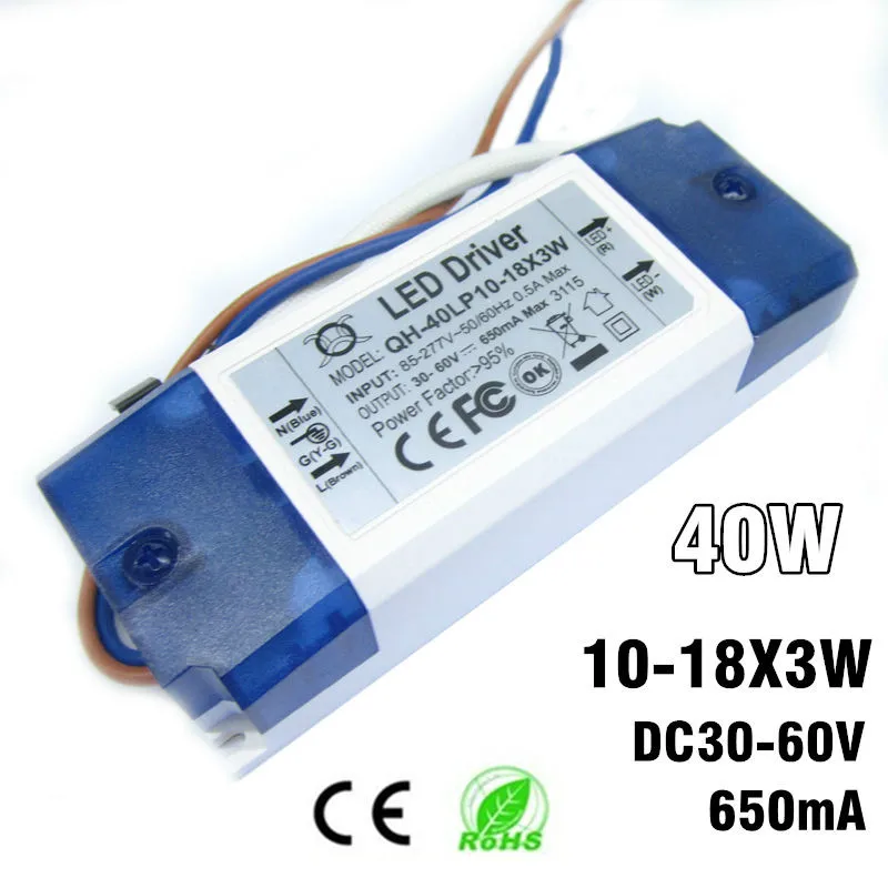 1-10 Pieces 30W 40W LED Driver Power supply 10-18x3W 600mA DC30-60V Constant Current Lighting Transformers For Floodlight