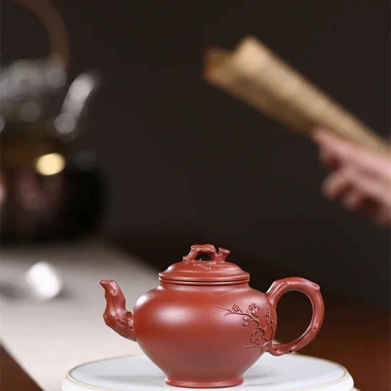 full handmade tea pot clearance sales real yixing zisha dahongpao clay marked kungfu tea pots flower relief original ore pot