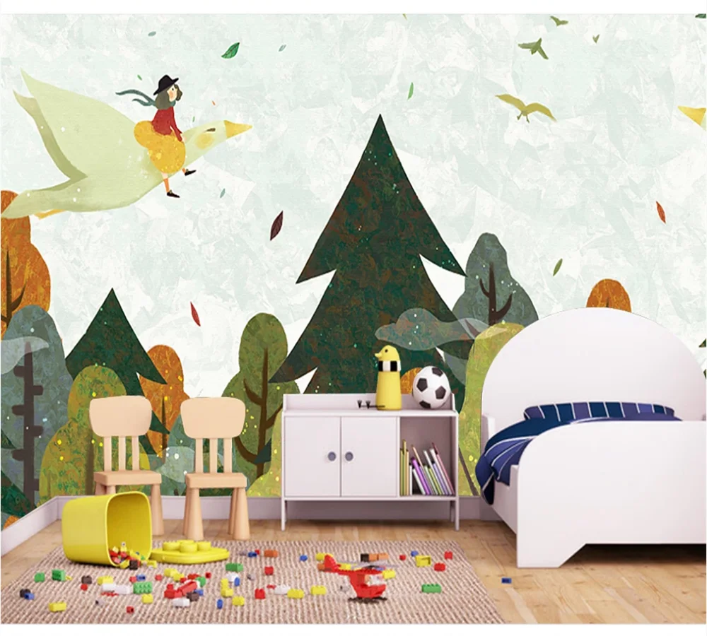 Custom wallpaper mural simple plant fresh animal children's room indoor background wall 3D/5D/8D optional