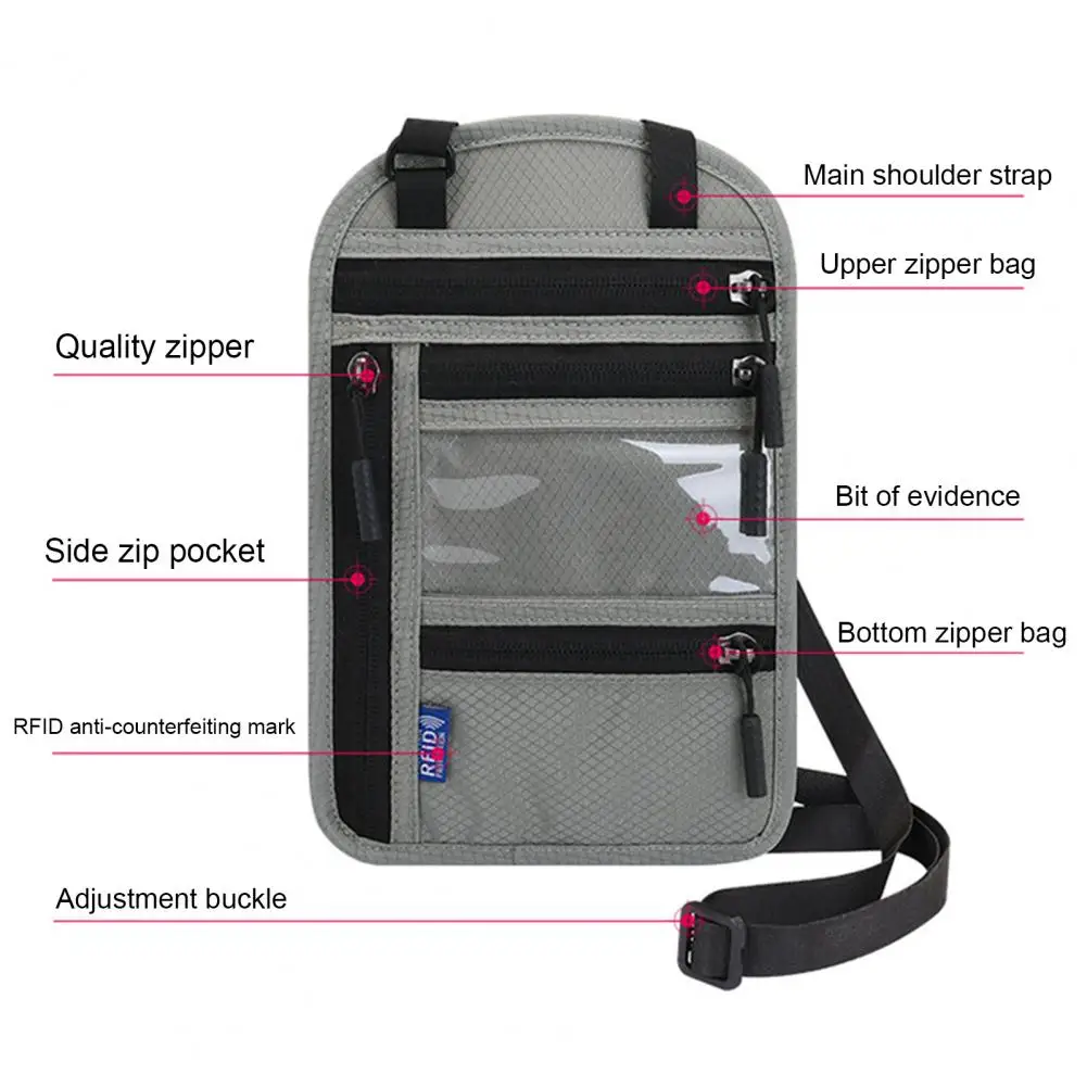 Portable Travel Pouch Practical Card Passport Bag Neck Wallet Cross-shoulder RFID Blocking Privacy Protect Bag Passport Pouch