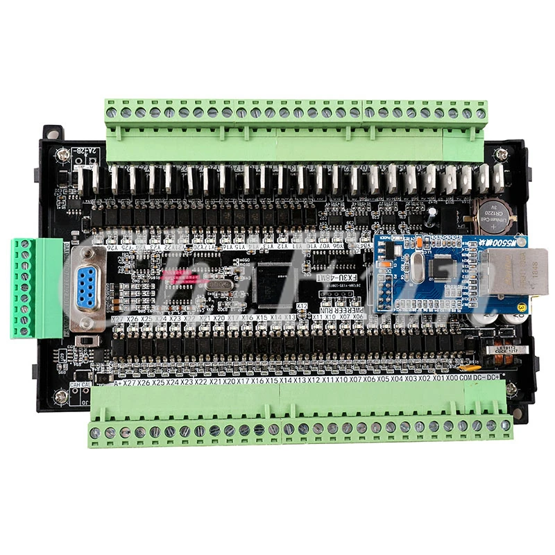 PLC industrial control board FX3U-48MT 4AD 2DA 24 input 24 Transistor output RS485 8 way Pulse NTC RTC with shell