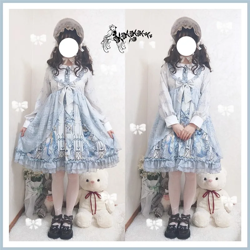 Robe princesse lolita pour filles, style rétro, col de poupée, taille haute, victorienne, kawaii, gothique, lolita op loli, cosplay