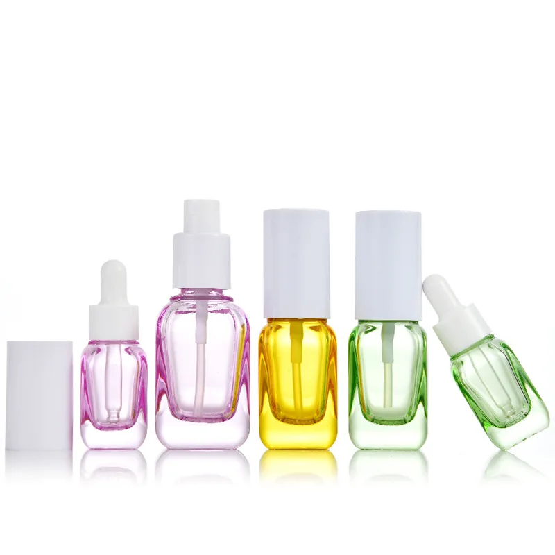 

200Pcs 10/20/40ml Colorful Glass Dropper Bottles For Oil Essence Liquid Spray Pump Lotion bottle Perfume Cosmetic Containers