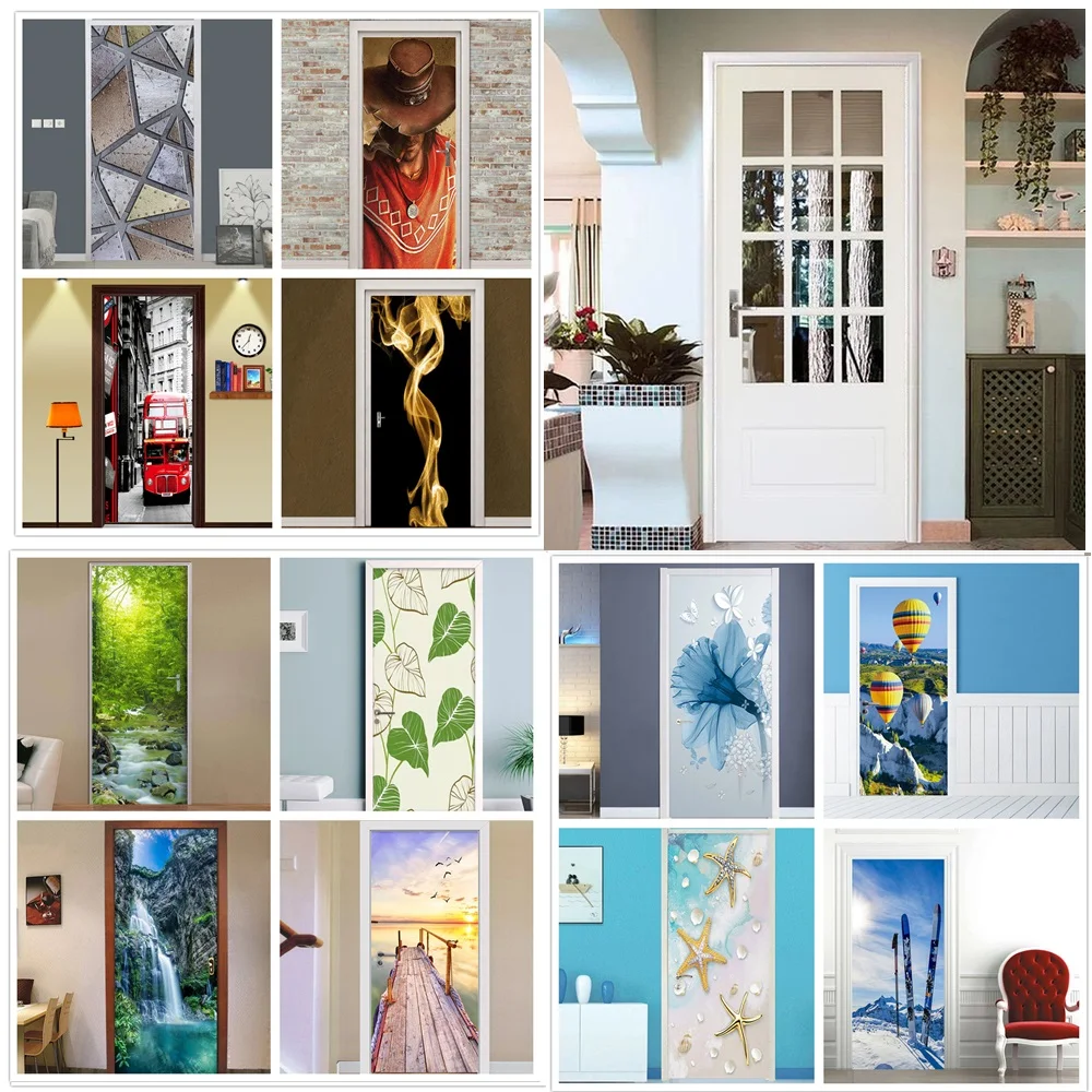 3D Simulation Gate Door Sticker For Living Room Bedroom Decoration Adhesive Wallpaper Poster Home Decor Wall Decals Geometric