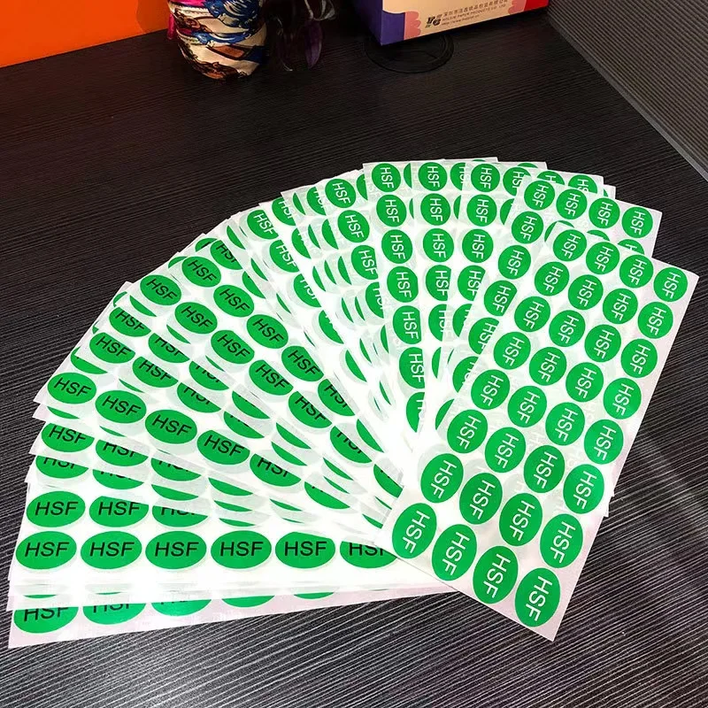 

1000pcs HSF oval strong sticky green background black and white character universal sticker sticker