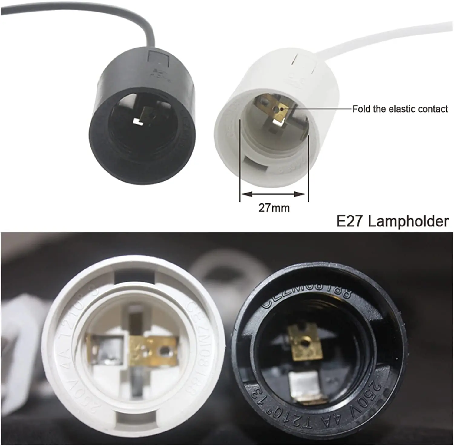 1.8m Power Cord Cable with ON OFF Switch Black White E26 E27 Lamp Base Hanging Light Fixture Hanglamp Holder Socket EU Plug Cord