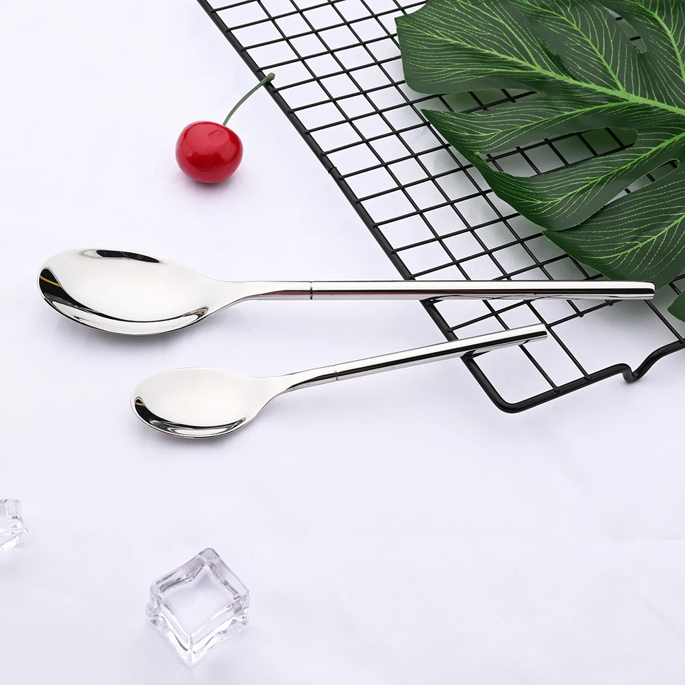 Tableware Set Silver Dinnerware Cutlery Set High Quality Mirror 304 Stainless Steel Knife Fork Coffee Spoon Flatware Silverware