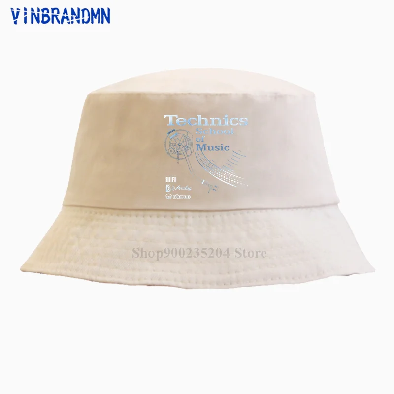 Summer Retro Deejay Bucket Hat Long Play Technics School of Music Fisherman Hat men Vintage DJ music Hats 2021 Hot Sale Fish Hat