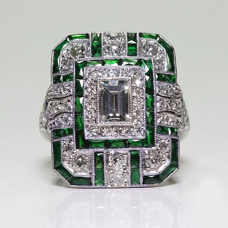 Milangirl Luxury Big Square Rings for Women Jewelry Wedding Crystal Zircon Anel Engagement Anillos Statement Ring s