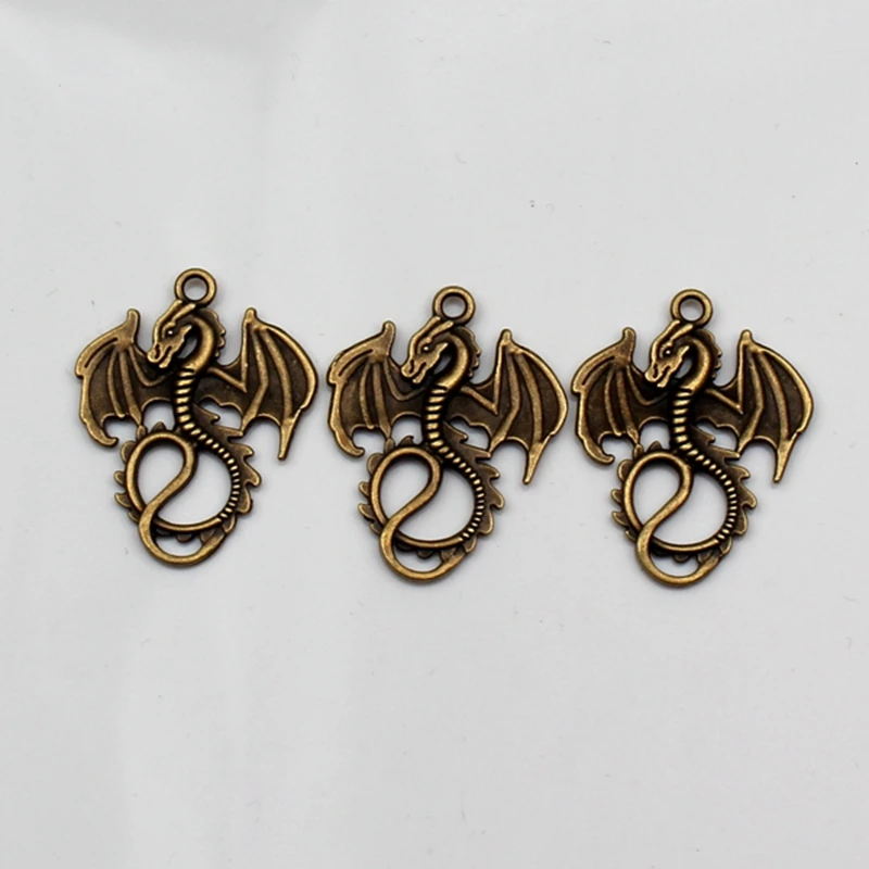 5pcs Charms dragon 27*34mm  Antique Tibetan Silver Pendant Finding Accessories DIY Vintage bracelet Necklace Handmade