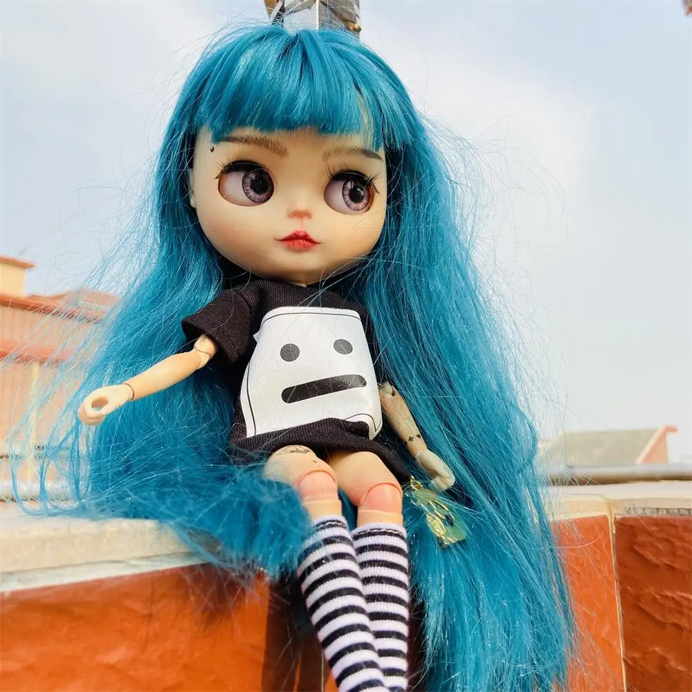 2 unids/set de ropa para muñeca Blyth/Barbies, hermosa camiseta corta estampada + calcetines a rayas, se puede utilizar para accesorios para muñecas 1/6