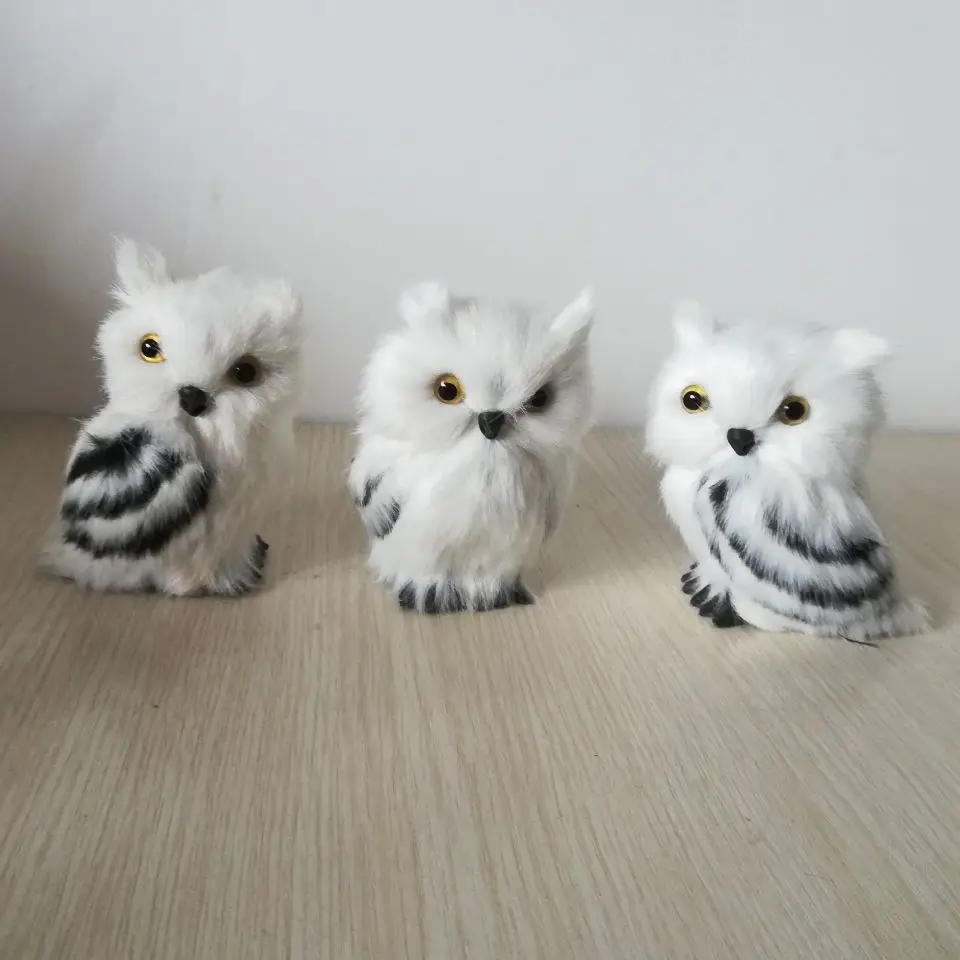 real life toy owl plastic&furs owl hard model about 9x7cm mini night owls one lot / 3 pcs ,home desk decoration toy gift w0947