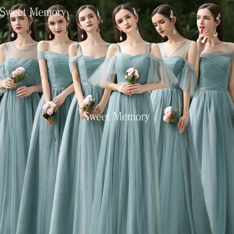 SW069 Women Forest Green Bridesmaid Dress 2021 Bride Guest Robe De Soiree De Mariage Prom Wedding Party Vestidos Sweet Memory